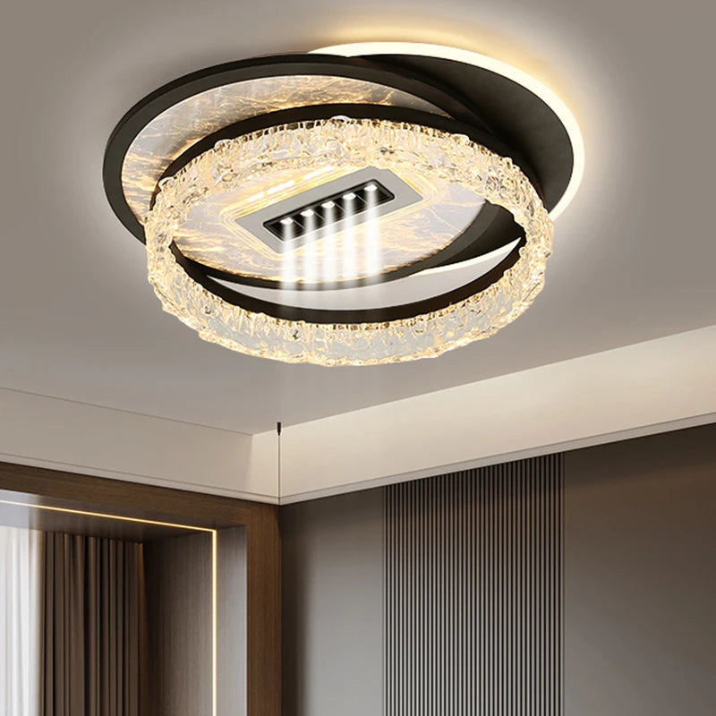 Nordic Crystal LED Ceiling Light – Modern Dimmable Flush Mount for Living Room & Bedroom