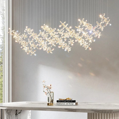Suspension LED moderne de luxe en cristal avec fleur pour la maison et le restaurant