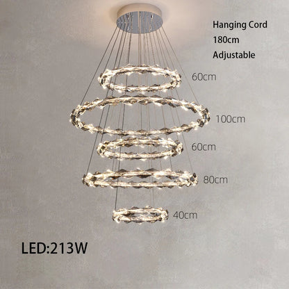 Élodie 2025 Plafonnier Moderne Anneau Cristal LED Dimmable Lustre Décoration Luminaire Argent