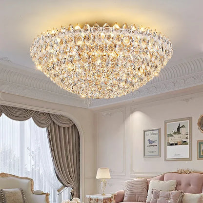 Luxury Round Golden Crystal Chandelier for Living Room & Bedroom