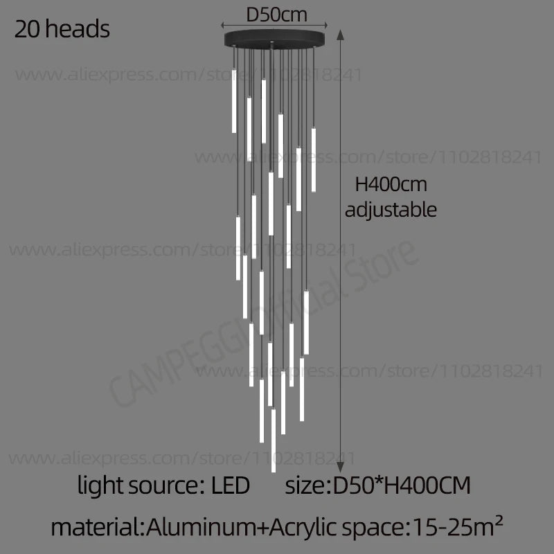 Lustre Colette Minimaliste Nordique LED pour Escalier