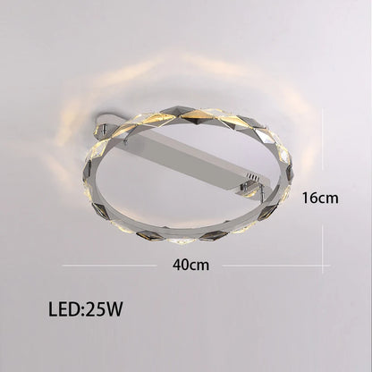 Élodie 2025 Plafonnier Moderne Anneau Cristal LED Dimmable Lustre Décoration Luminaire Argent
