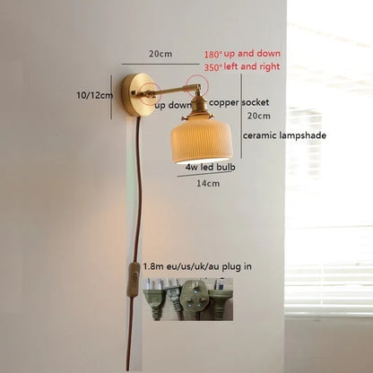 Émilie Rotating Glass Wall Lamp Pull Chain