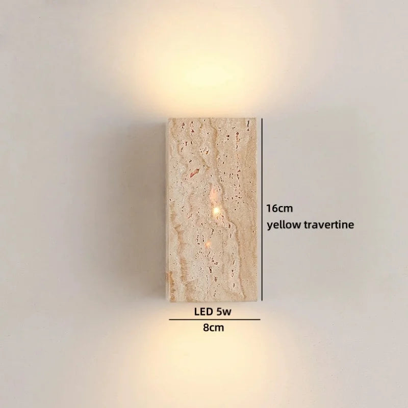 Élise Yellow Travertine LED Wall Lamp Japan Style Luxury