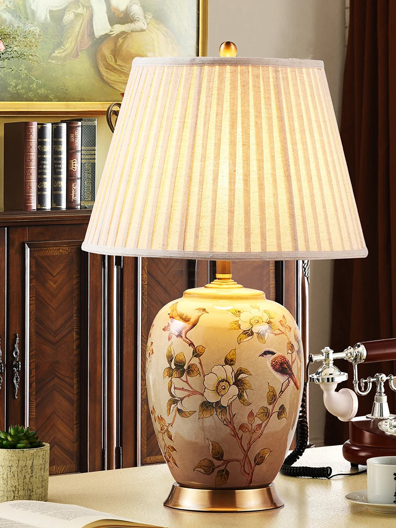 Grande lampe de table LED en céramique pour la décoration du salon et de la chambre