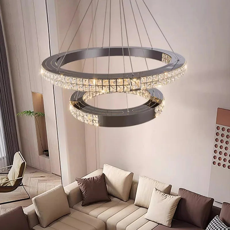 Lustre en cristal scandinave Sophie en acier noir pour plafond