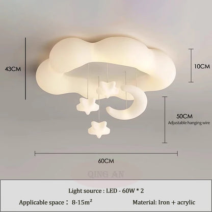 Plafonnier LED Amélie Cloud pour Chambre d'Enfant, Style Crème, Dimmable