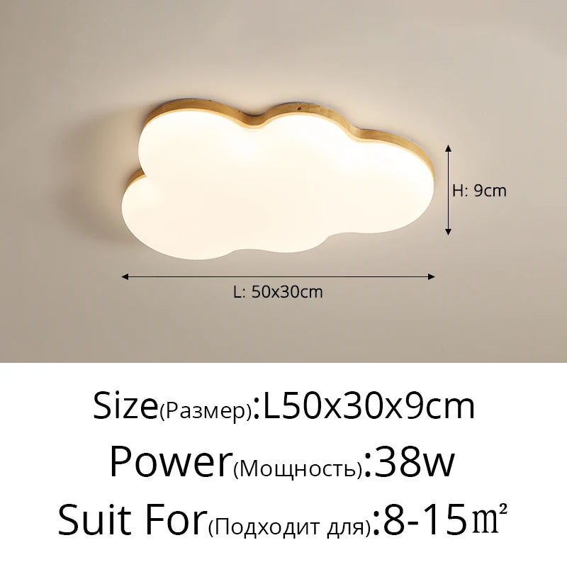 Amélie Wooden Cloud LED Ceiling Light Cream Style Kids Room
