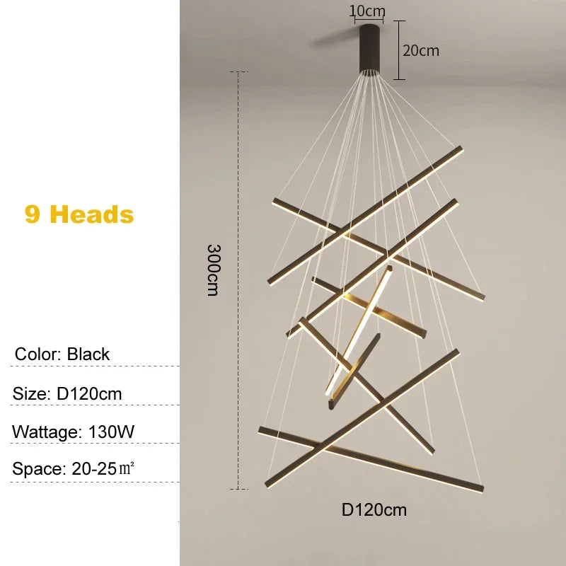Élise Modern LED Stair Long Ceiling Chandelier