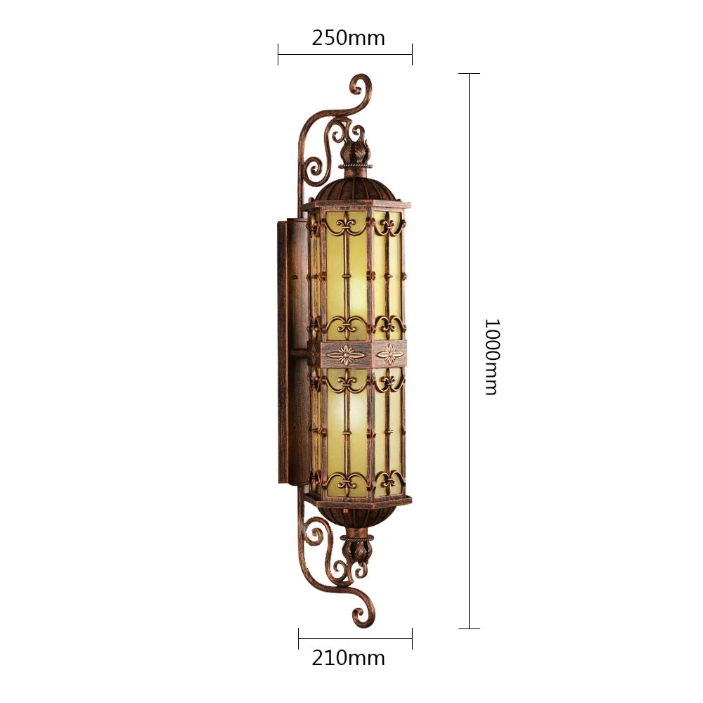 Applique Murale Extérieure LED Camille Or Rétro Étanche en Aluminium E27