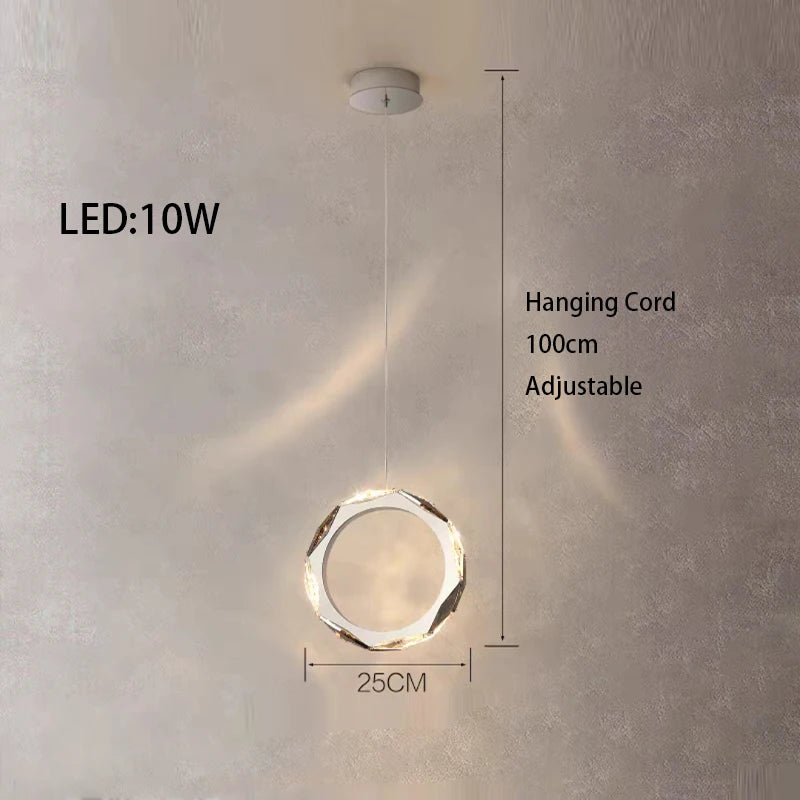 Élodie 2025 Plafonnier Moderne Anneau Cristal LED Dimmable Lustre Décoration Luminaire Argent