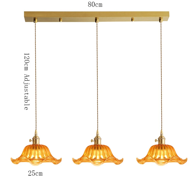 Suspension Valérie Vintage Art Déco en Verre Teinté