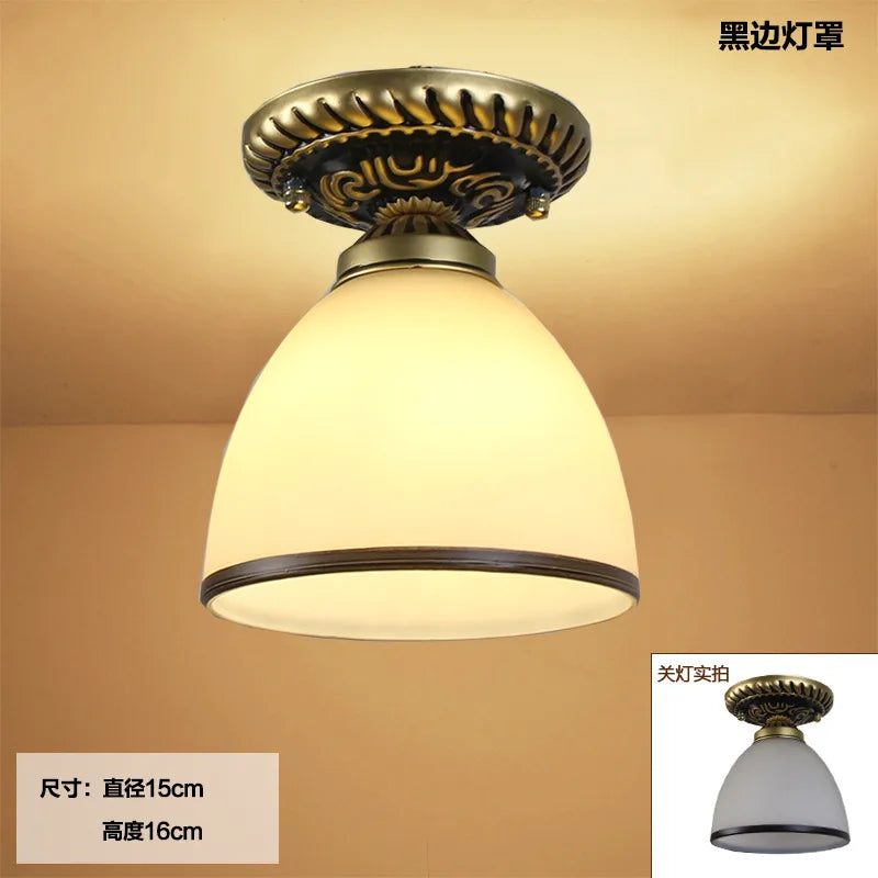 Plafonnier en verre rétro Camille ivoire E27 Lampe de couloir
