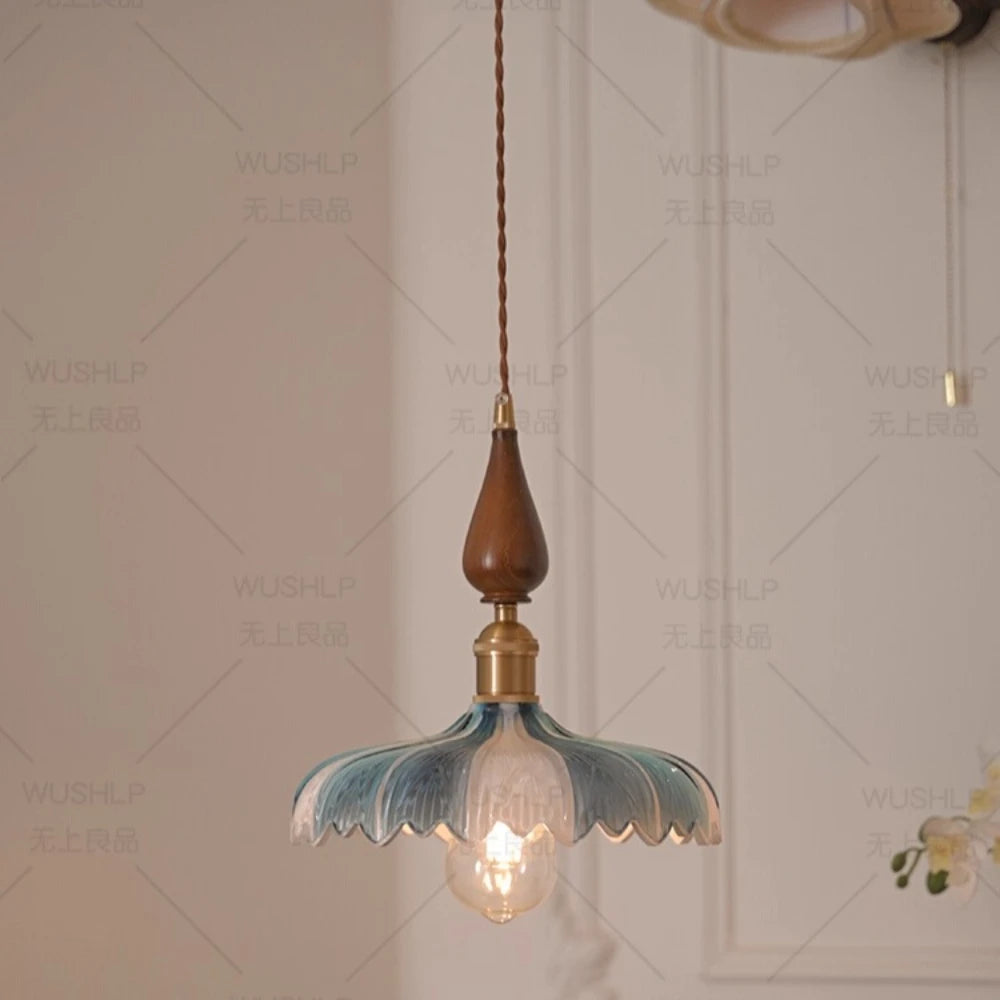 Lustre suspendu de chevet Elise avec pétales de verre rétro