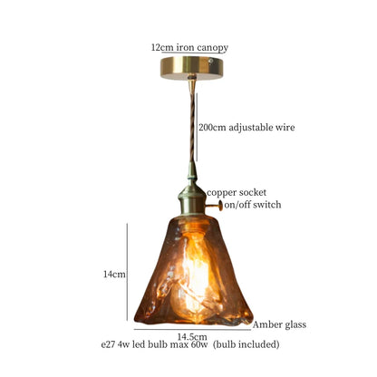 Élise Vintage Cracked Glass Copper LED Pendant Lamp Loft Style