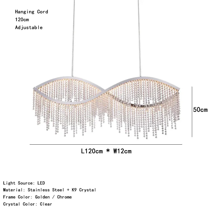 Camille Crystal Tassel Staircase Chandelier Luxury Ceiling Light