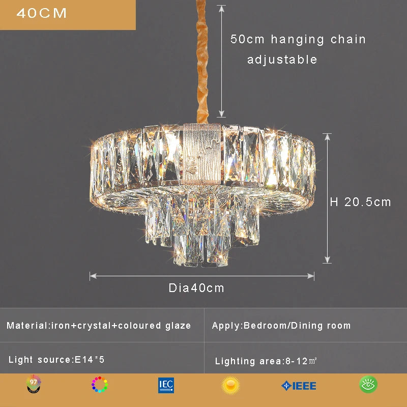 Geneva Luxury Crystal Pendant Chandelier for Dining & Living Spaces