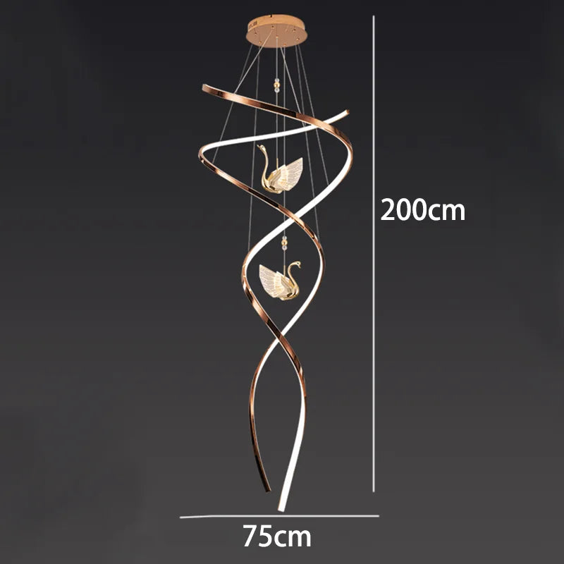Lustre d'escalier LED Cygnus Spirale Célestine