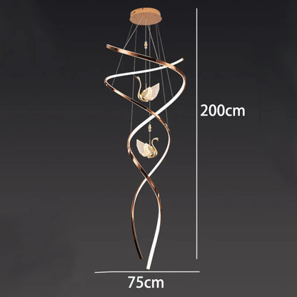 Lustre d'escalier LED Cygnus Spirale Célestine