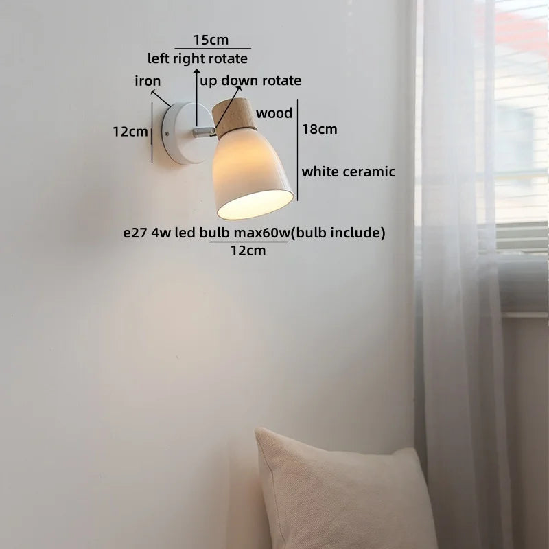 Applique murale Chloé en céramique avec accent en bois