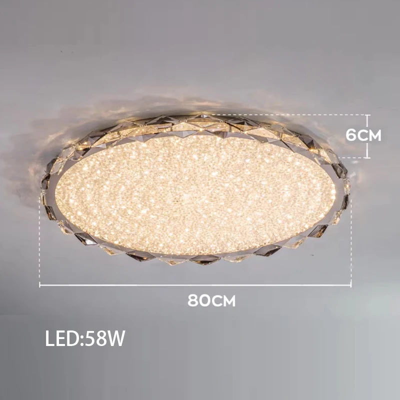 Élodie 2025 Plafonnier Moderne Anneau Cristal LED Dimmable Lustre Décoration Luminaire Argent