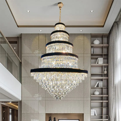 Lustre de luxe en cristal pour duplex et hall d'hôtel