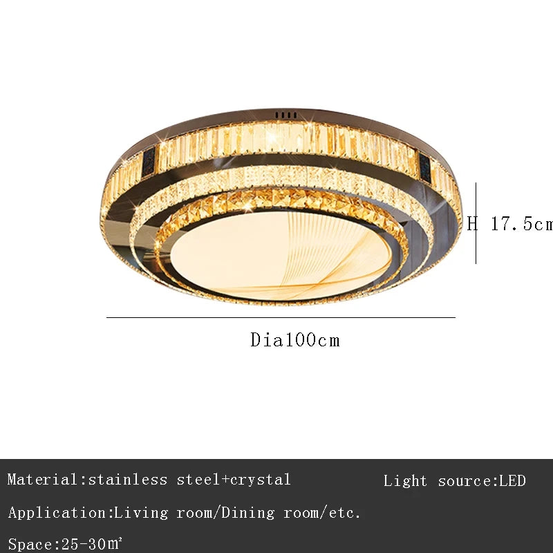 Plafonnier à LED encastrable Celestia Gold Crystal