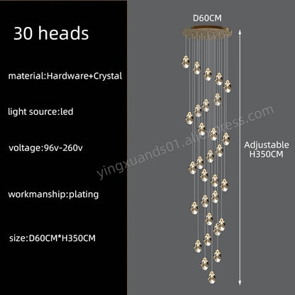 Lustre d'escalier en cristal Lucienne Nordic pour intérieurs de loft et de villa