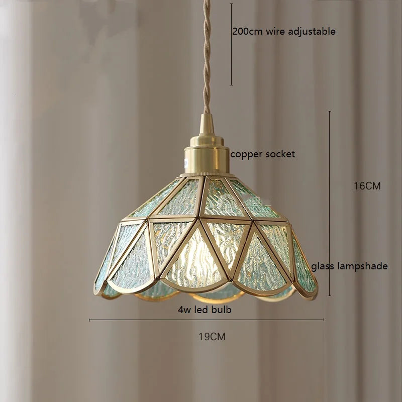 Suspension en verre cuivré style vintage Camille