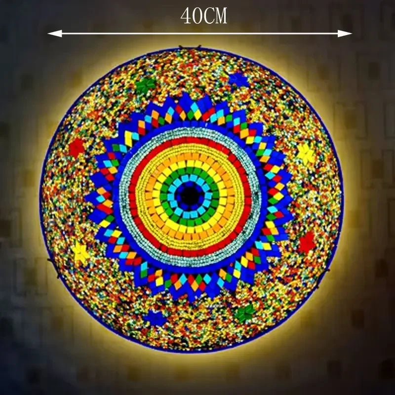 Madeleine Tiffany Stained Glass Ceiling Lamp Blue LED