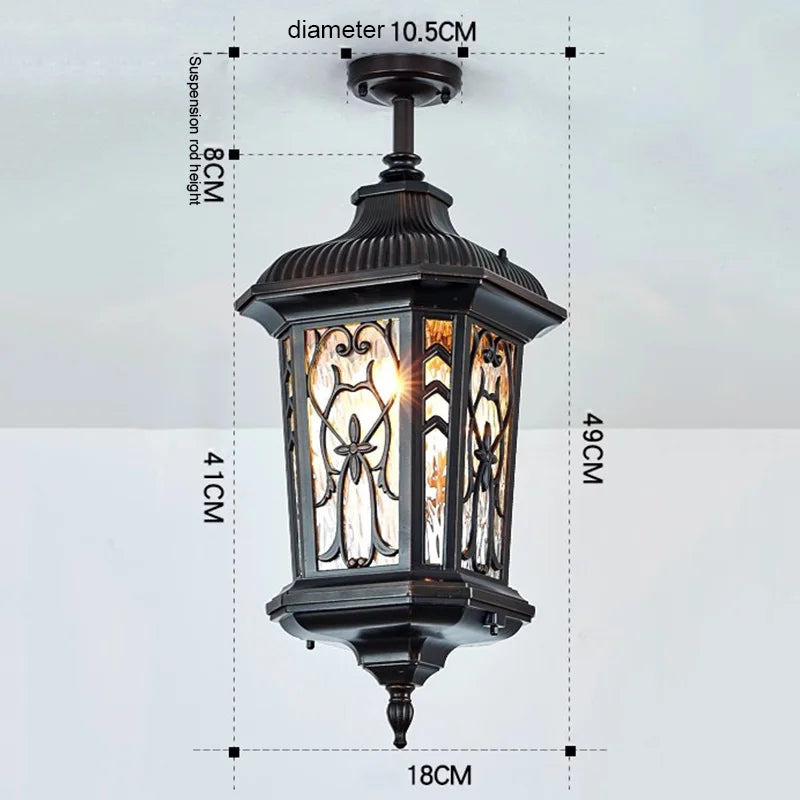 Sophie Outdoor Retro Ceiling Light Yellow Glass Waterproof