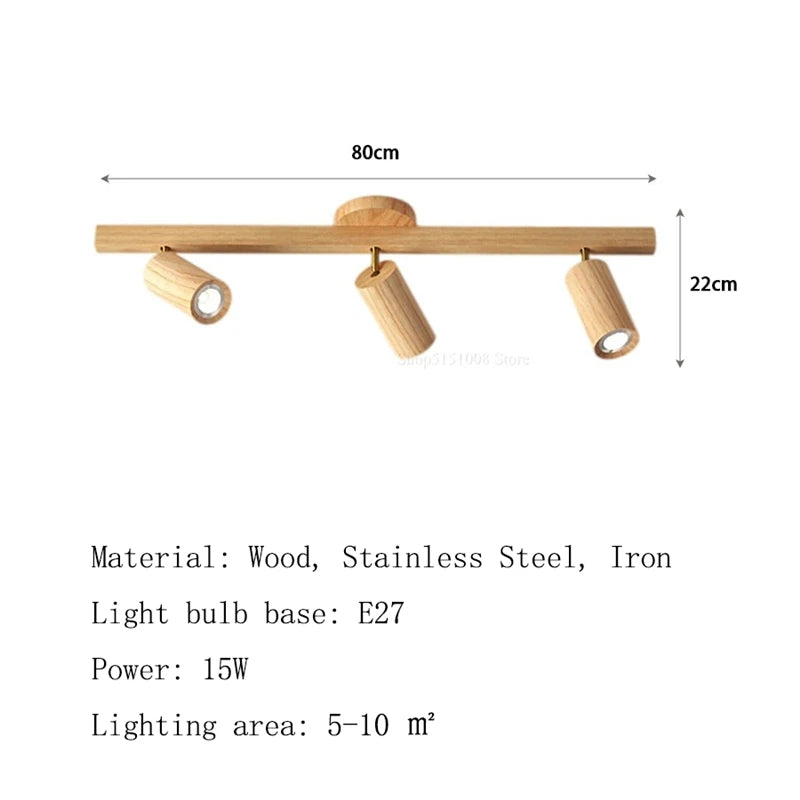 Plafonnier Projecteur LED E27 Camille en Bois