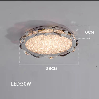 Élodie 2025 Plafonnier Moderne Anneau Cristal LED Dimmable Lustre Décoration Luminaire Argent