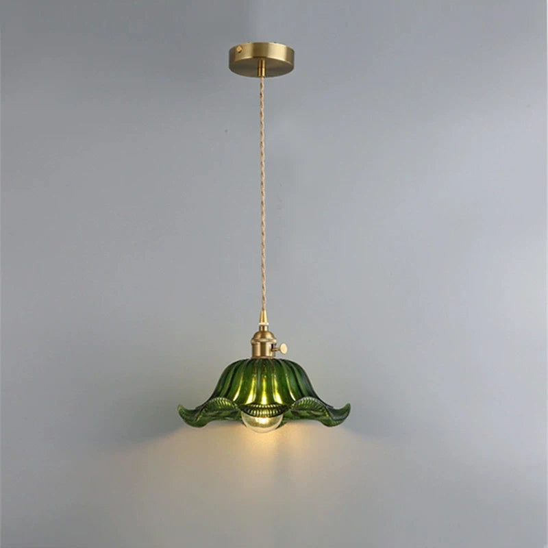 Suspension Valérie Vintage Art Déco en Verre Teinté