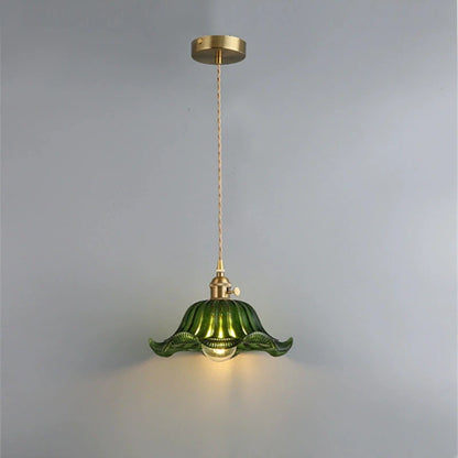 Suspension Valérie Vintage Art Déco en Verre Teinté