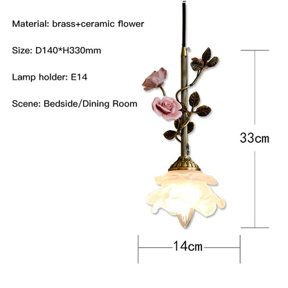 Élise Suspension Plafonnier Vintage Rose Français Cuivre