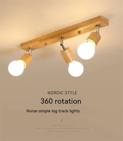 Lampe projecteur LED rotatif en bois Élise à montage en surface