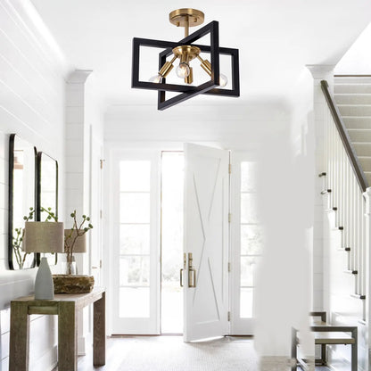 Noémie Matte Black and Gold Geometric Chandelier