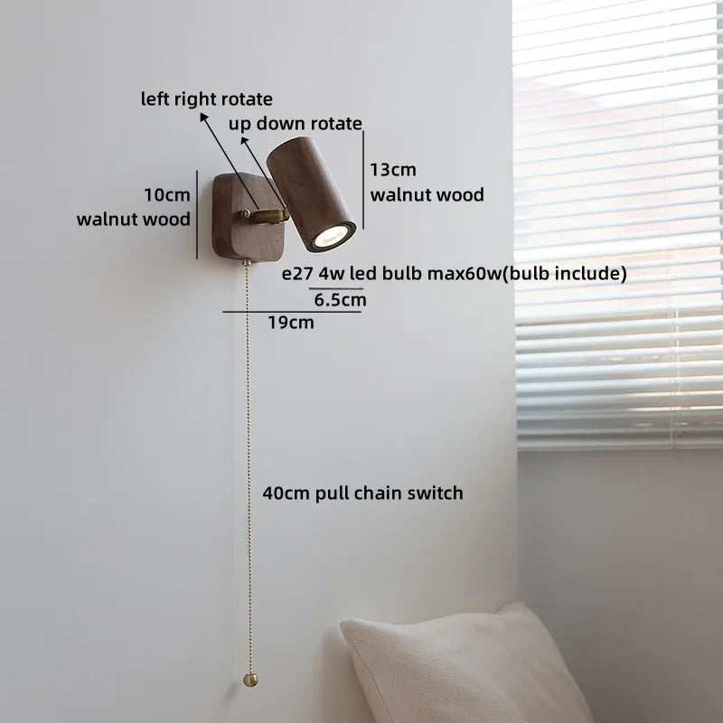 Lampe murale LED Camille Or Cuivre Noyer Style Japonais