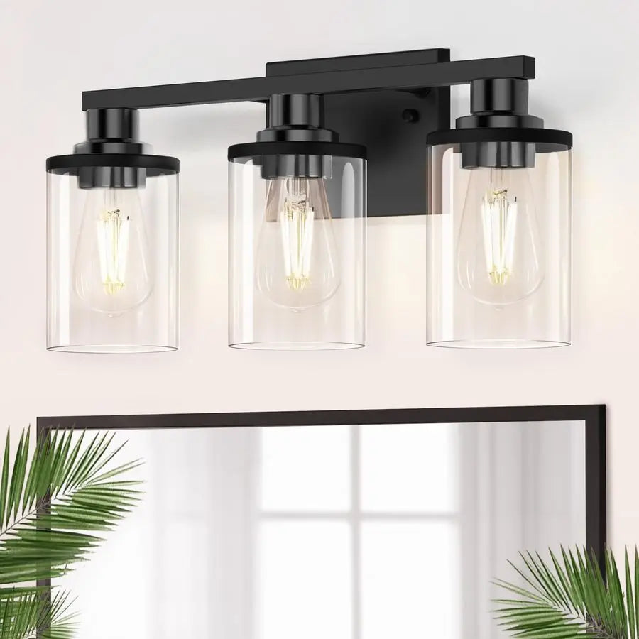 Applique murale de salle de bain Élodie 3 lumières noire pour miroir 43 cm