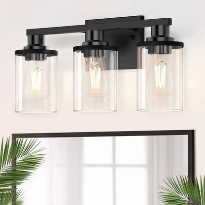 Applique murale de salle de bain Élodie 3 lumières noire pour miroir 43 cm