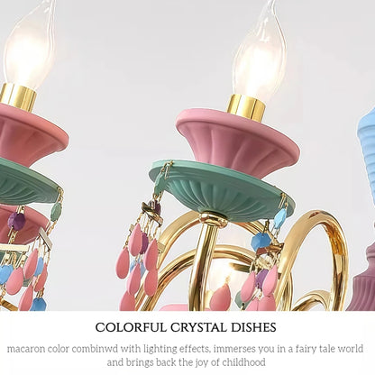 Lustre de style campagnard français pour salle à manger, chambre d'enfant, chambre de princesse, lustre européen coloré