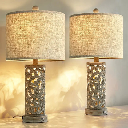 Camille 3-Way Dimmable USB A+C Touch Table Lamp Set of 2 Night Light