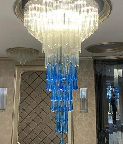 Lustre Camille Spiral Cristal Lumière d'escalier Villa de luxe