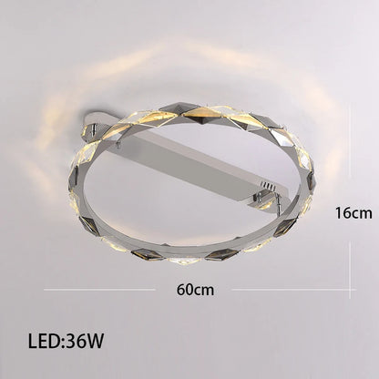 Élodie 2025 Plafonnier Moderne Anneau Cristal LED Dimmable Lustre Décoration Luminaire Argent