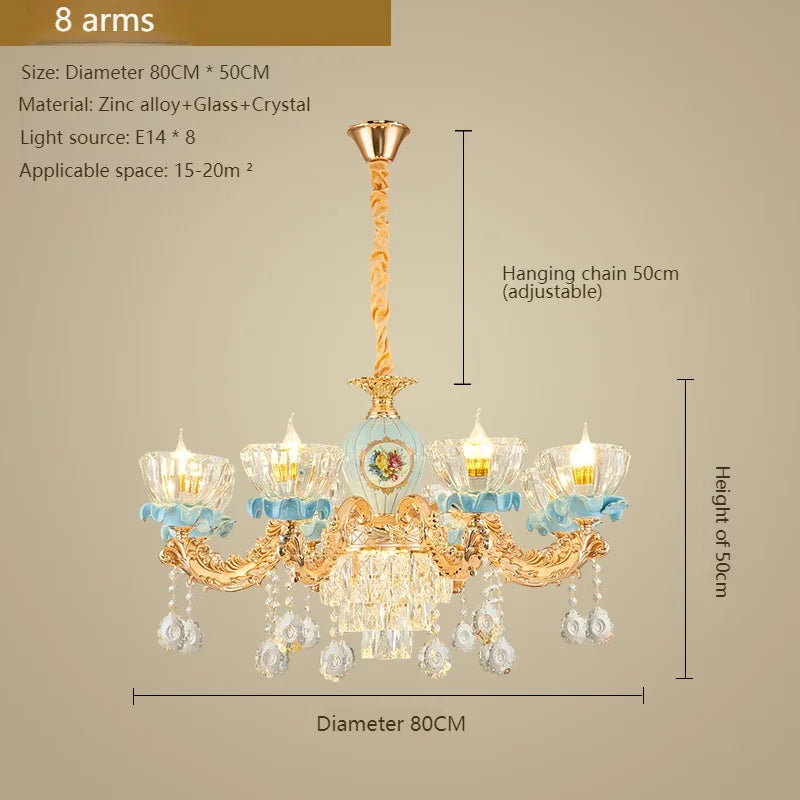 Lustre en cristal français pour salon et salle à manger de villa