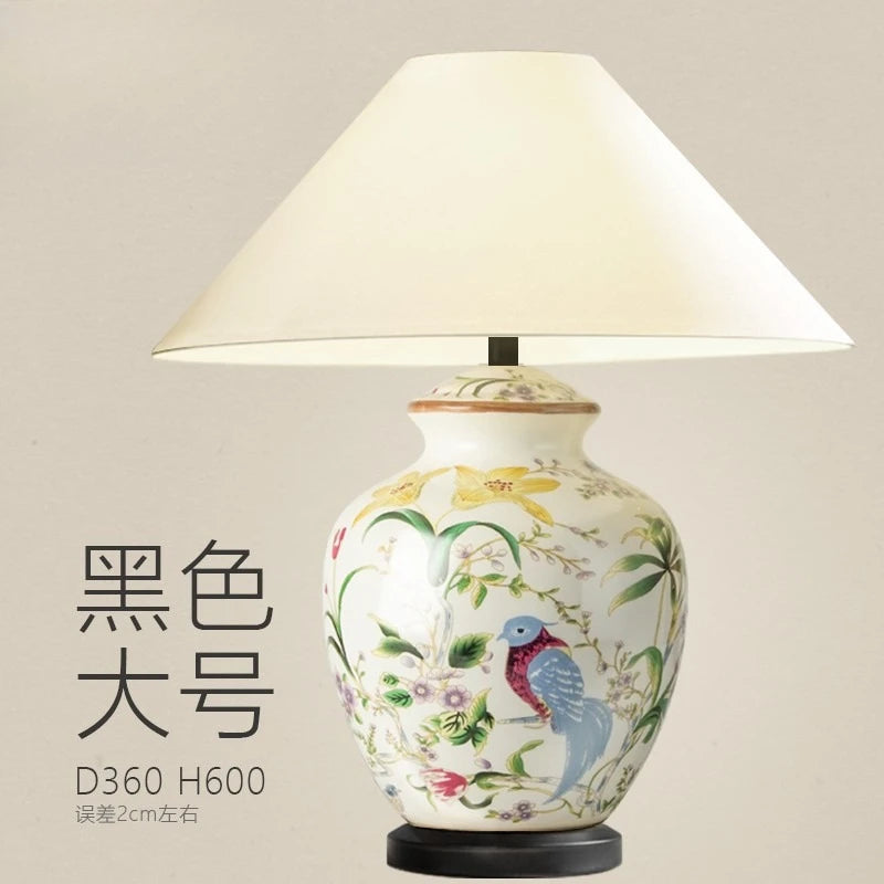 Lampadaire LED en céramique « Fleur et oiseau » pour chambre et salon