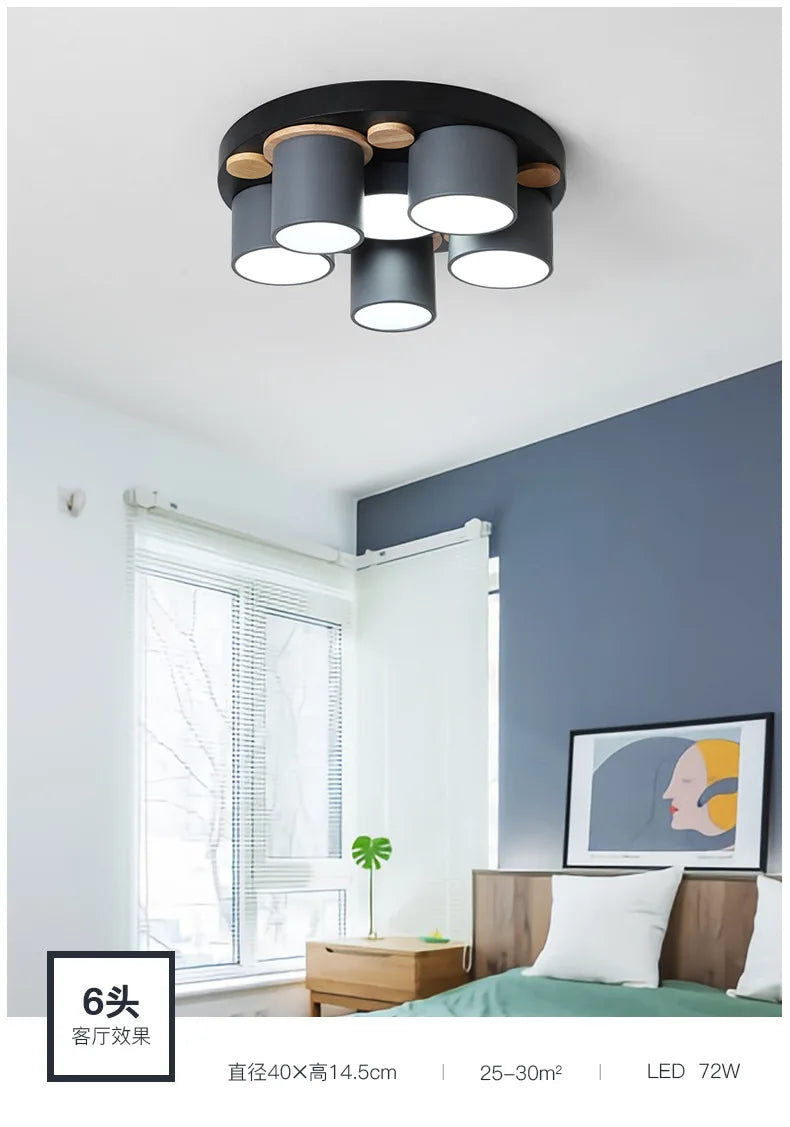 Émilie Nordic Wood Accent LED Ceiling Light