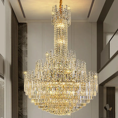 Lustre creux en cristal pour éclairage de hall en duplex et d'escalier