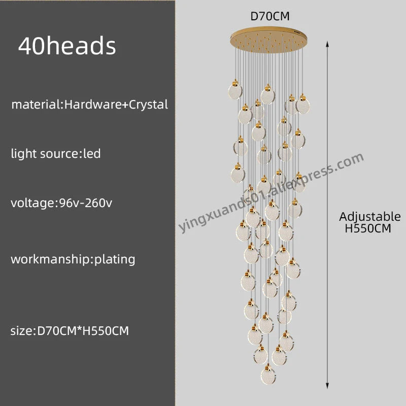Anastasia Crystal Staircase Pendant Chandelier for Luxury Loft Spaces